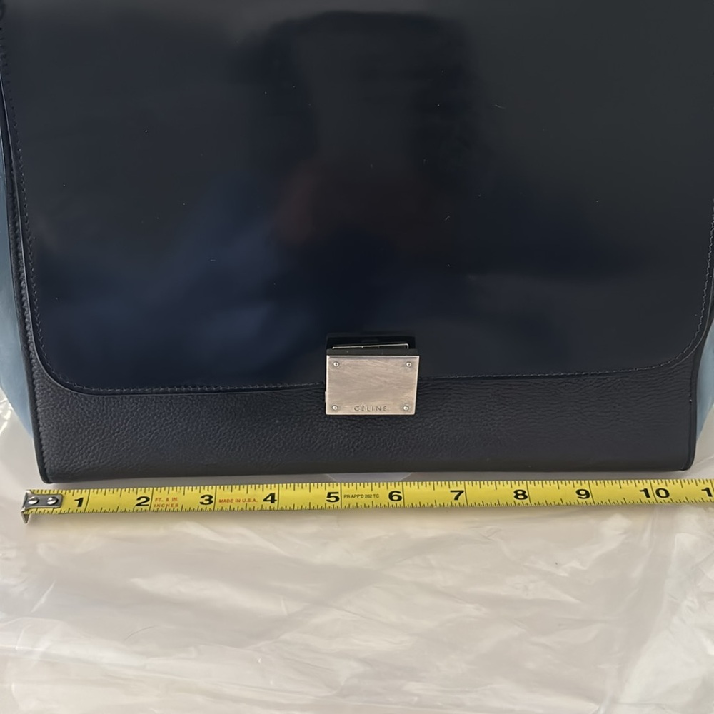 Celine Trapeze Tote Black leather blue suede - Picture 12 of 16